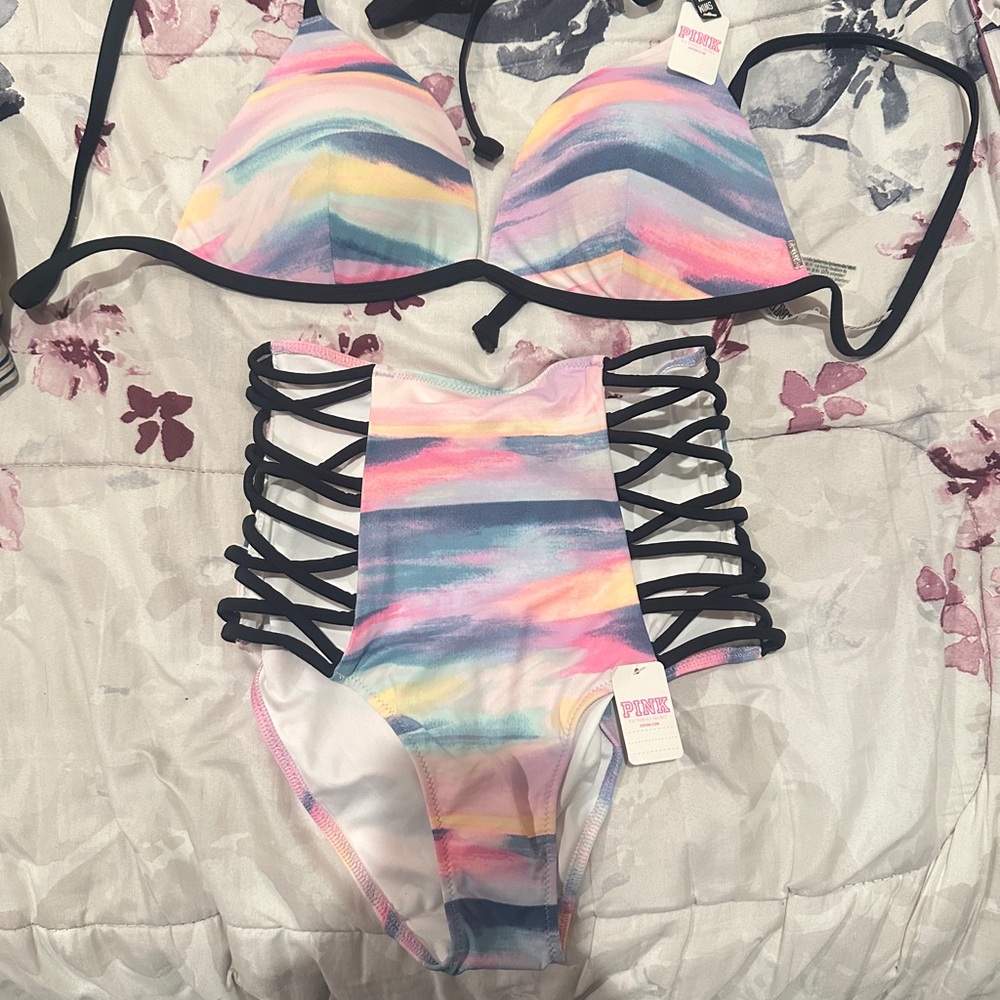 PINK Victoria's Secret Multicolor Bikini Set